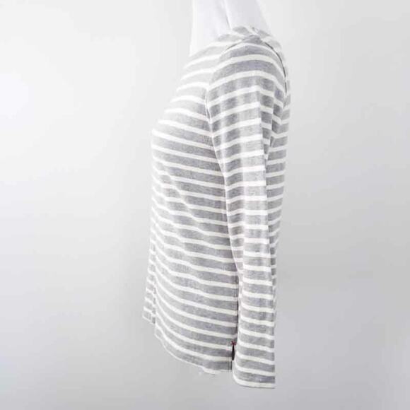 Wordtrober Ladies Casual Shirt Stripe Gray Cream Long Sleeve Fits Like Small - Picture 6 of 7